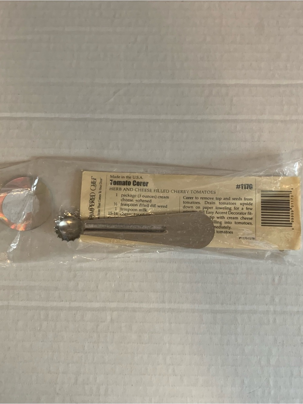 Pampered Chef Stainless Steal Tomato Corer Vintage 1996 # 1170 NEW